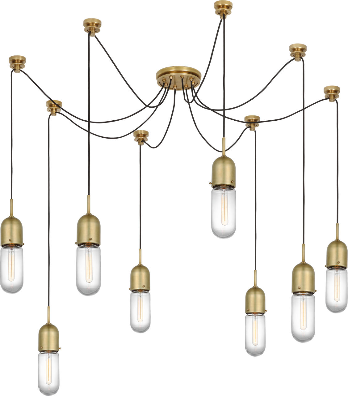 Junio 8-Light Chandelier in Hand-Rubbed Antique Brass with Clear Glass