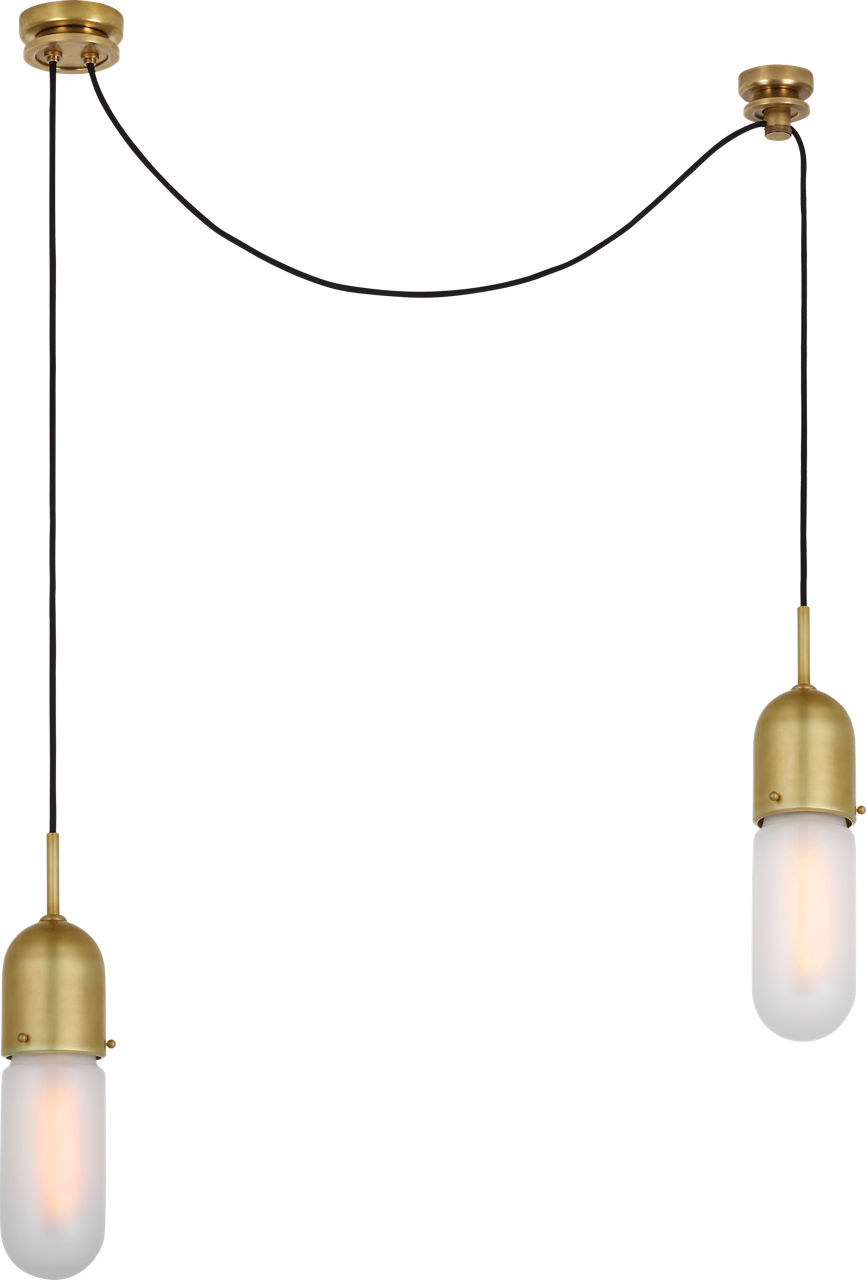 Junio 2-Light Chandelier in Hand-Rubbed Antique Brass with Frosted Glass