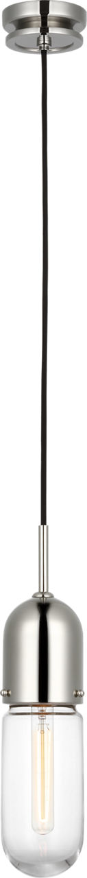 Junio Single Light Pendant in Polished Nickel with Clear Glass