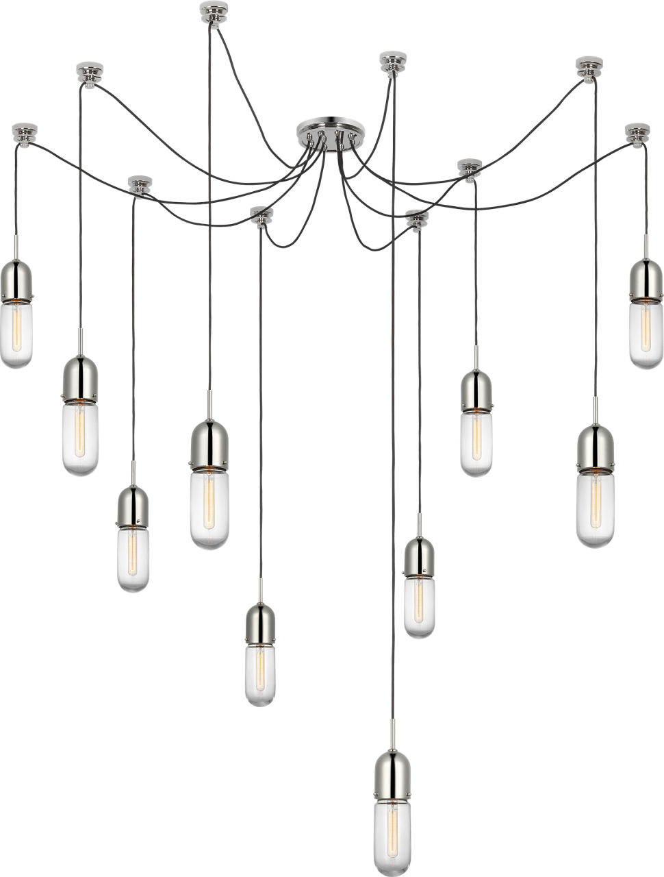 Junio 10-Light Chandelier in Polished Nickel with Clear Glass