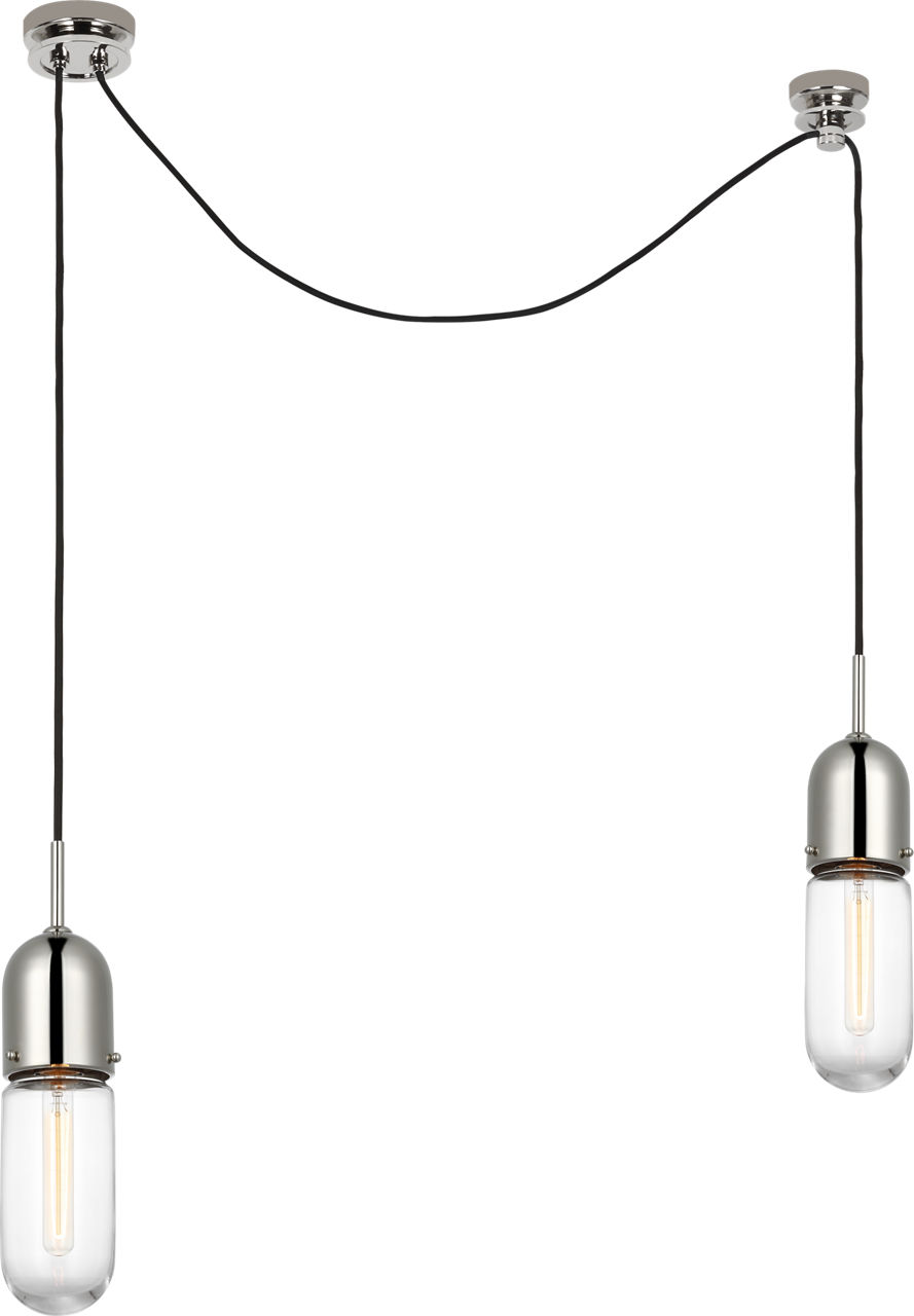 Junio 2-Light Chandelier in Polished Nickel with Clear Glass