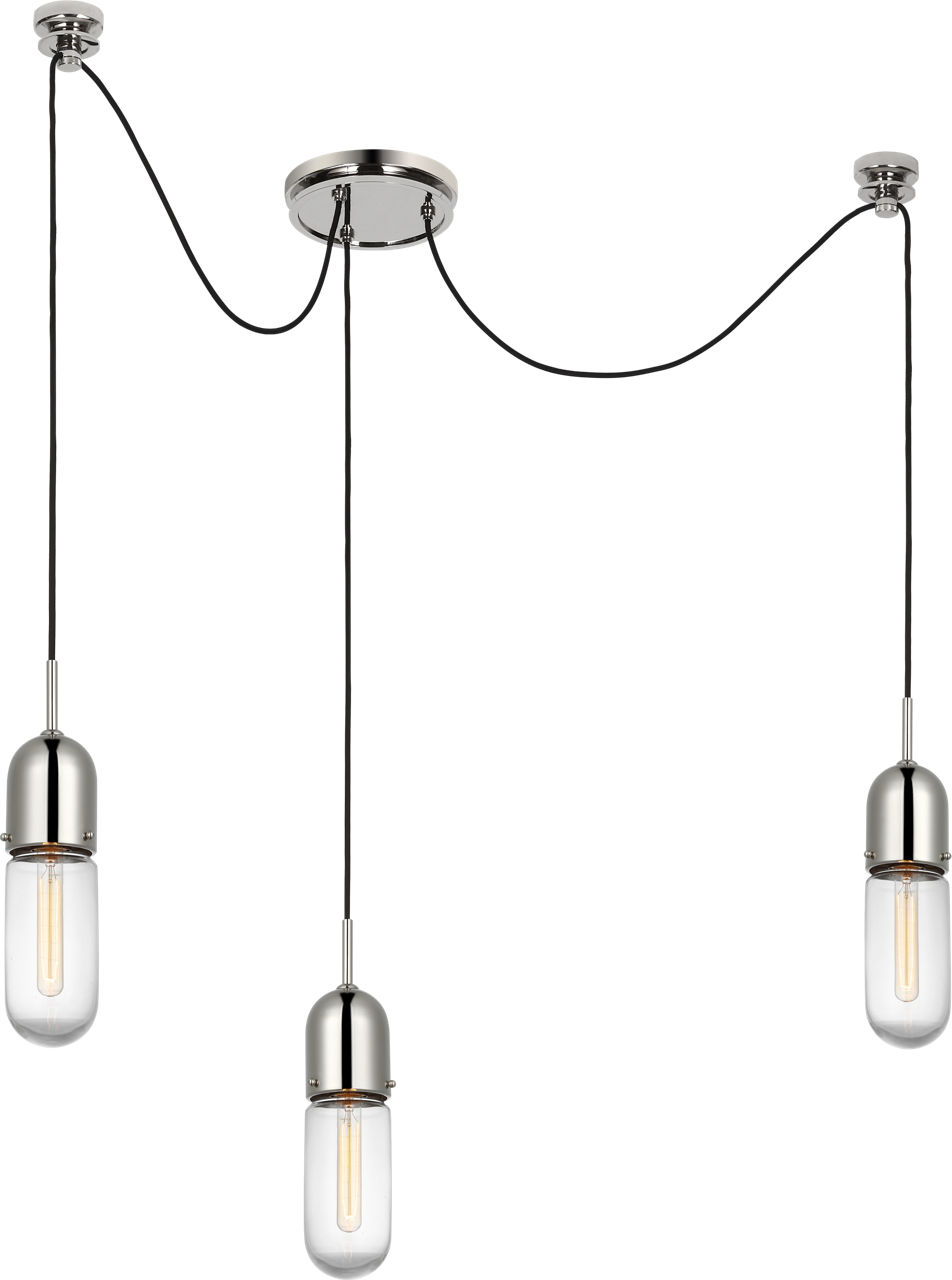 Junio 3-Light Chandelier in Polished Nickel with Clear Glass