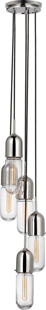 Junio 5-Light Chandelier in Polished Nickel with Clear Glass