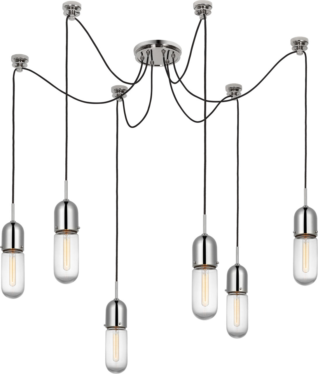 Junio 6-Light Chandelier in Polished Nickel with Clear Glass