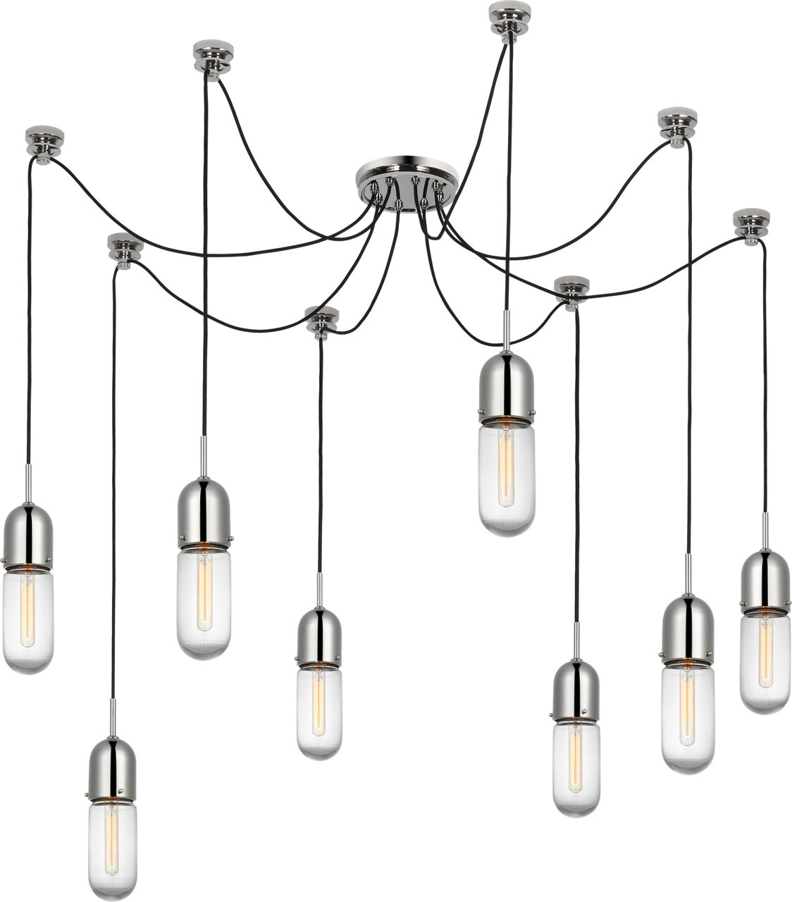 Junio 8-Light Chandelier in Polished Nickel with Clear Glass