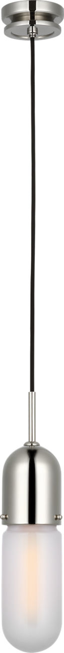 Junio Single Light Pendant in Polished Nickel with Frosted Glass