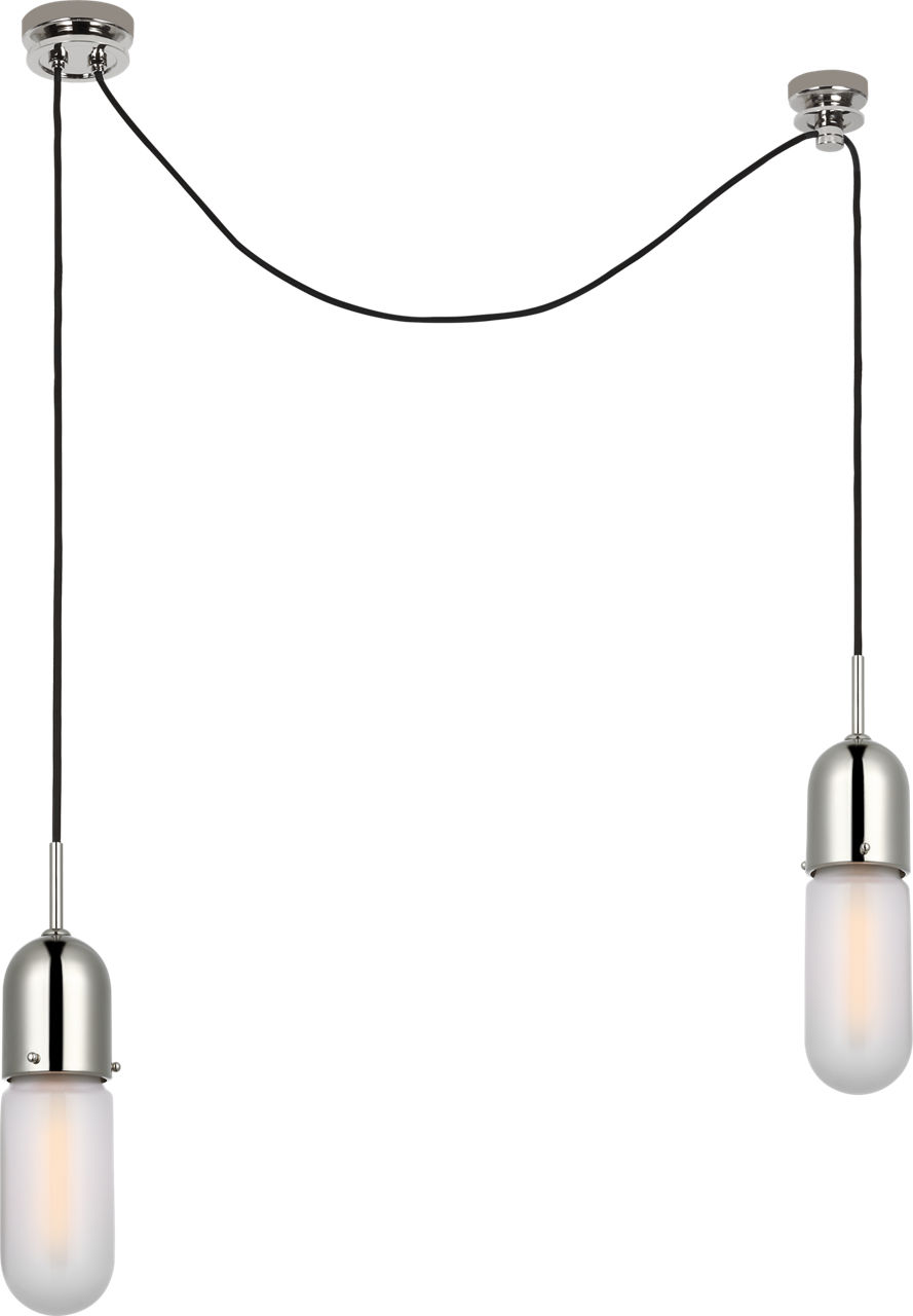 Junio 2-Light Chandelier in Polished Nickel with Frosted Glass