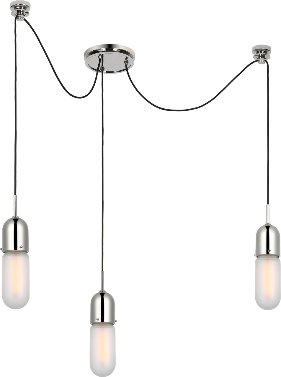 Junio 3-Light Chandelier in Polished Nickel with Frosted Glass