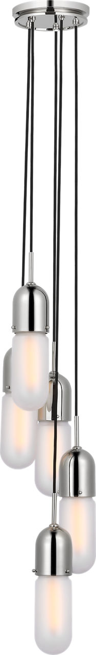 Junio 5-Light Chandelier in Polished Nickel with Frosted Glass