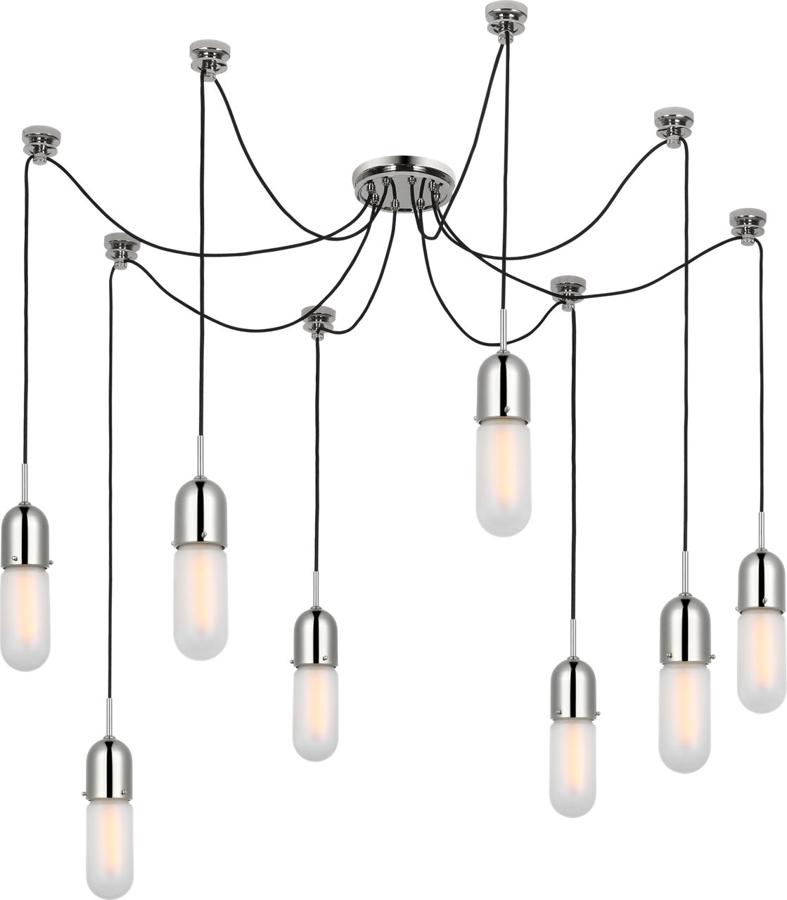 Junio 8-Light Chandelier in Polished Nickel with Frosted Glass