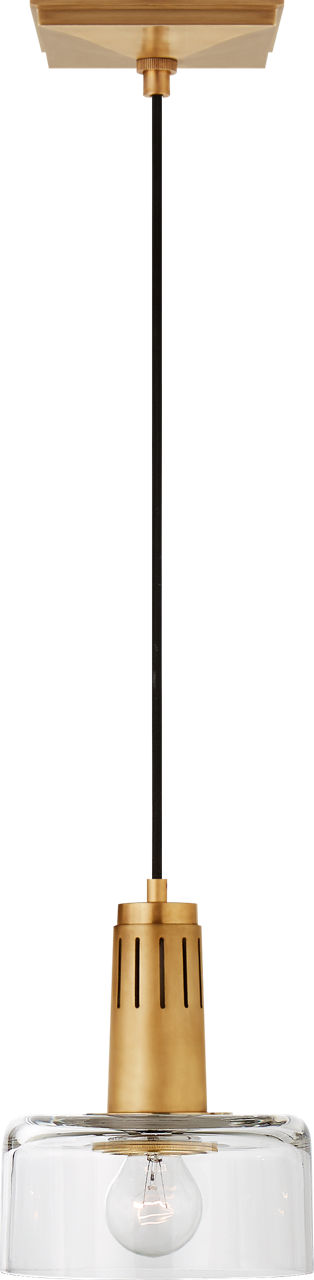 Iris Single Pendant in Hand-Rubbed Antique Brass with Clear Glass