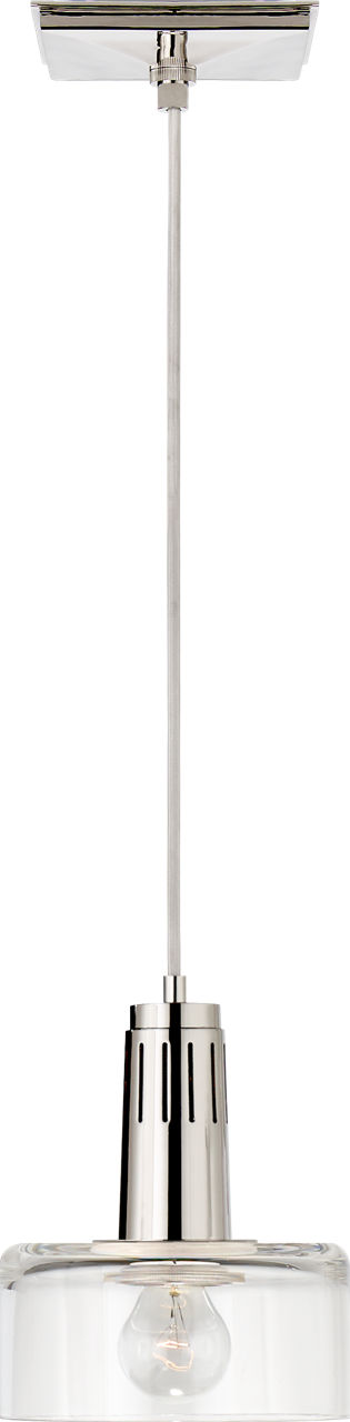Iris Single Pendant in Polished Nickel with Clear Glass