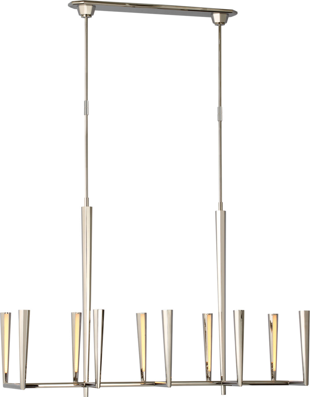 Galahad Large Linear Chandelier in Polished Nickel