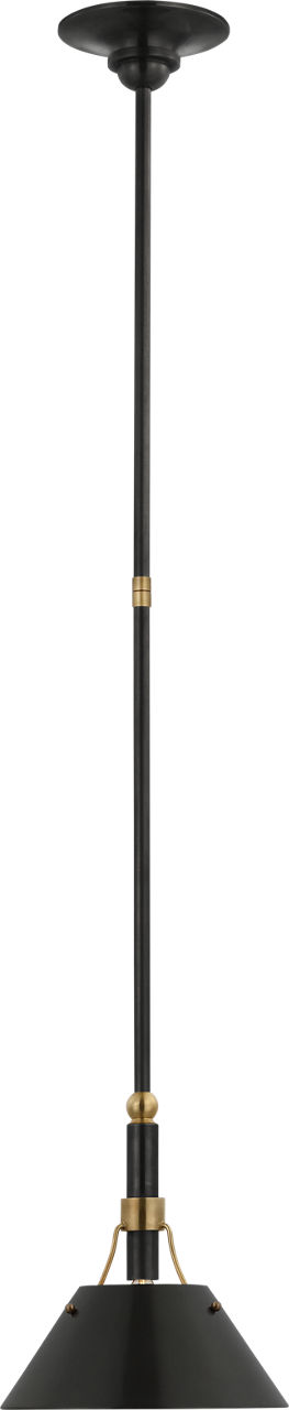 Turlington Small Pendant in Bronze and Hand-Rubbed Antique Brass with Bronze Shade