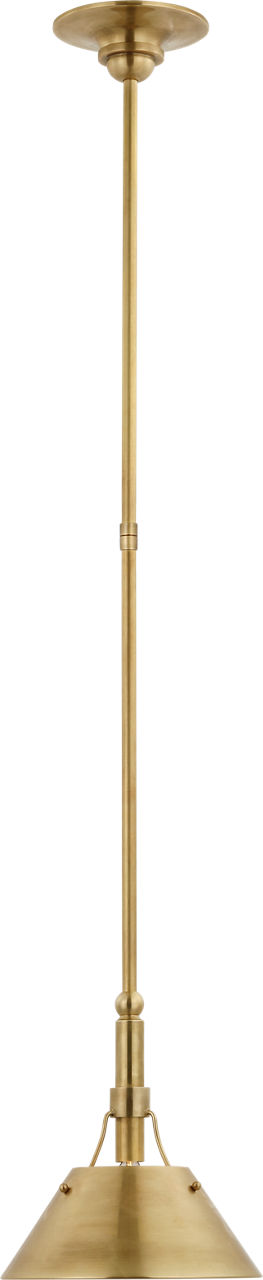 Turlington Small Pendant in Hand-Rubbed Antique Brass with Hand-Rubbed Antique Brass Shade