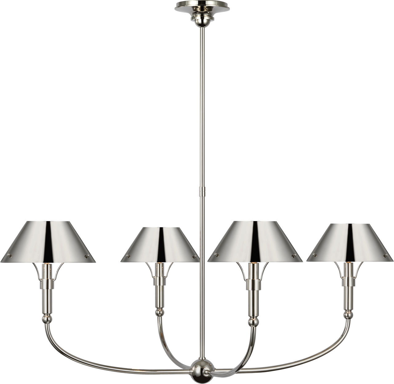 Turlington Arched Chandelier in Polished Nickel with Polished Nickel Shade