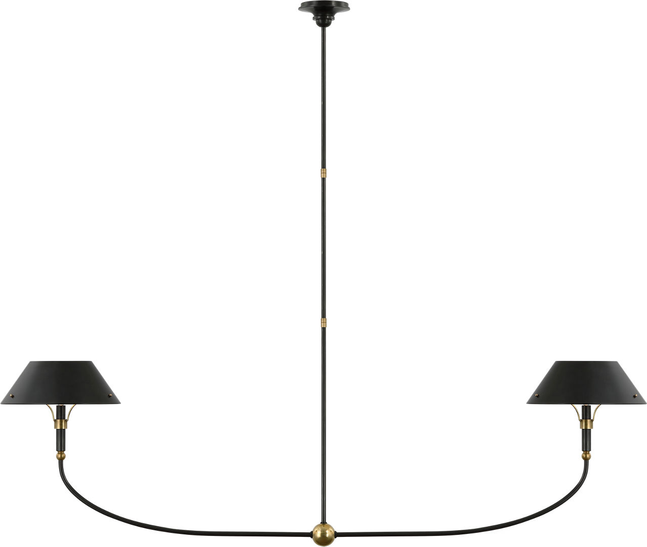 Turlington XL Linear Chandelier in Bronze and Hand-Rubbed Antique Brass with Bronze Shade