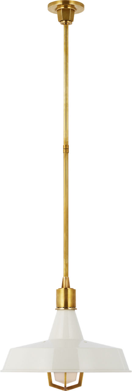 Fitz Large Pendant in Hand-Rubbed Antique Brass with White Shade