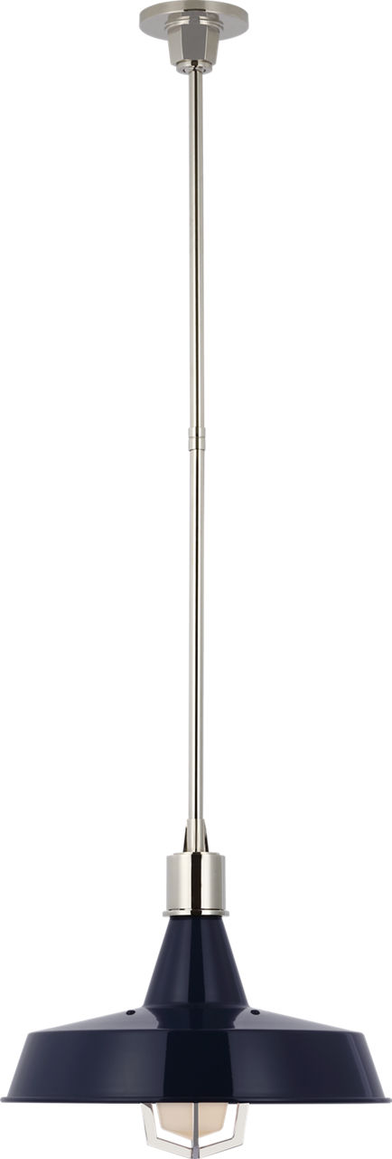 Fitz Large Pendant in Polished Nickel with Navy Shade