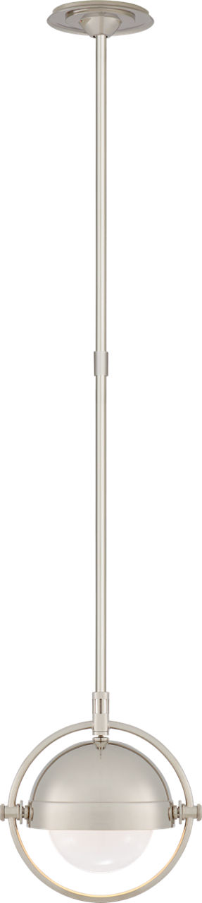Decca Small Orbital Pendant in Polished Nickel with White Glass