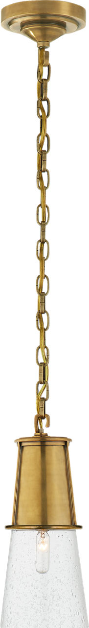 Robinson Small Pendant in Hand-Rubbed Antique Brass with Seeded Glass