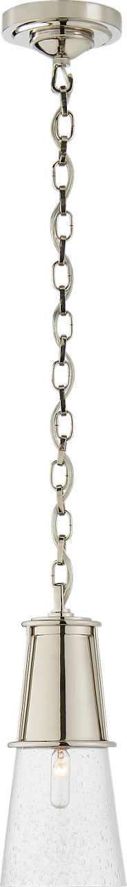 Robinson Small Pendant in Polished Nickel with Seeded Glass