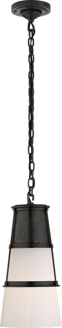 Robinson Medium Pendant in Bronze with White Glass