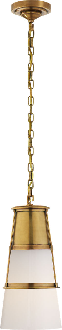 Robinson Medium Pendant in Hand-Rubbed Antique Brass with White Glass