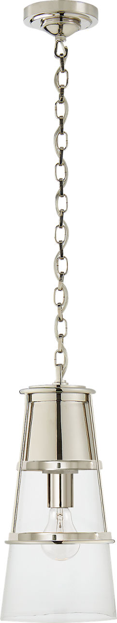 Robinson Medium Pendant in Polished Nickel with Clear Glass