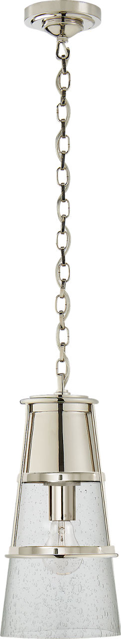 Robinson Medium Pendant in Polished Nickel with Seeded Glass