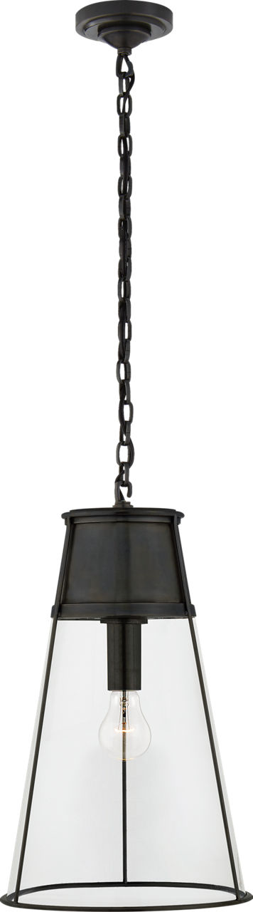 Robinson Large Pendant in Bronze with Clear Glass