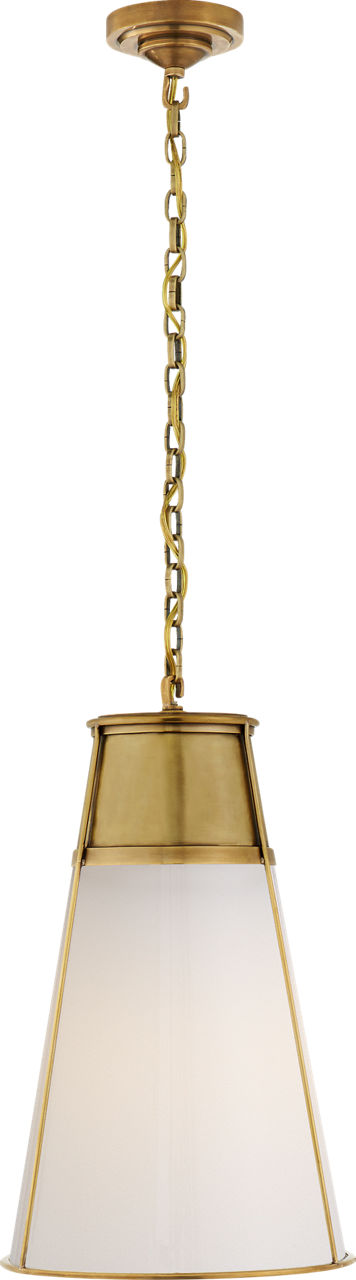 Robinson Large Pendant in Hand-Rubbed Antique Brass with White Glass
