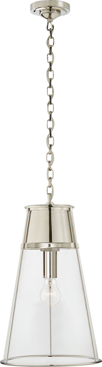 Robinson Large Pendant in Polished Nickel with Clear Glass