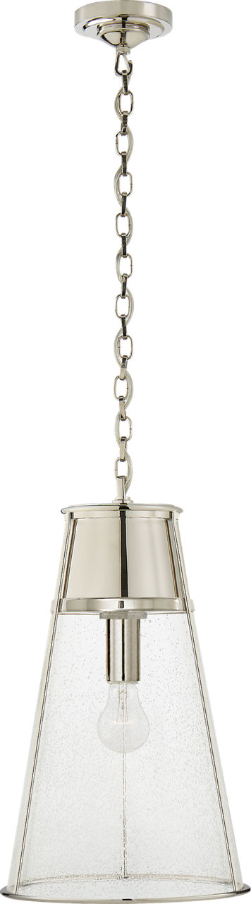 Robinson Large Pendant in Polished Nickel with Seeded Glass