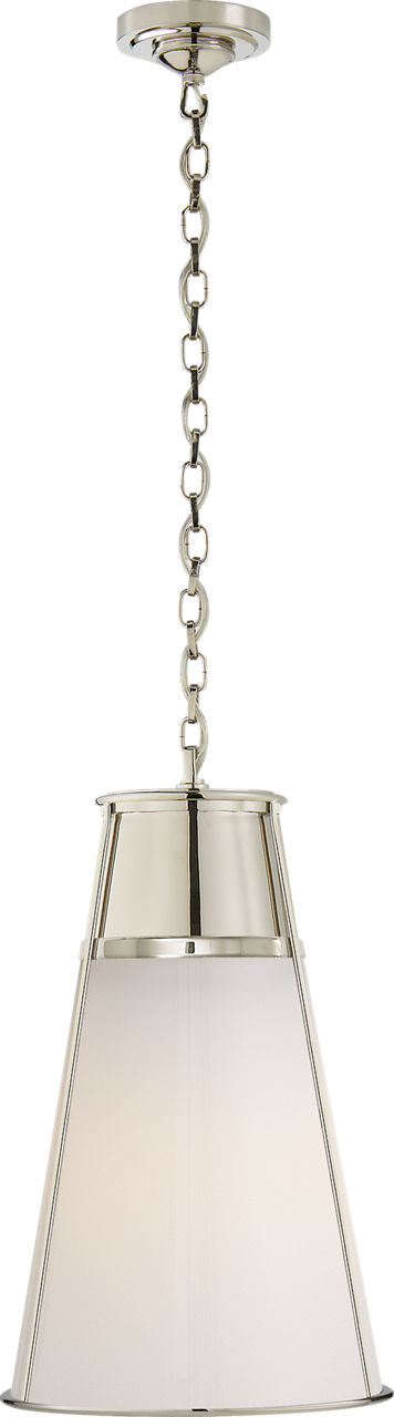 Robinson Large Pendant in Polished Nickel with White Glass