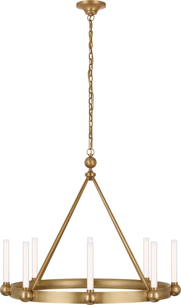 Jeffery Medium Ring Chandelier in Hand-Rubbed Antique Brass with White Glass
