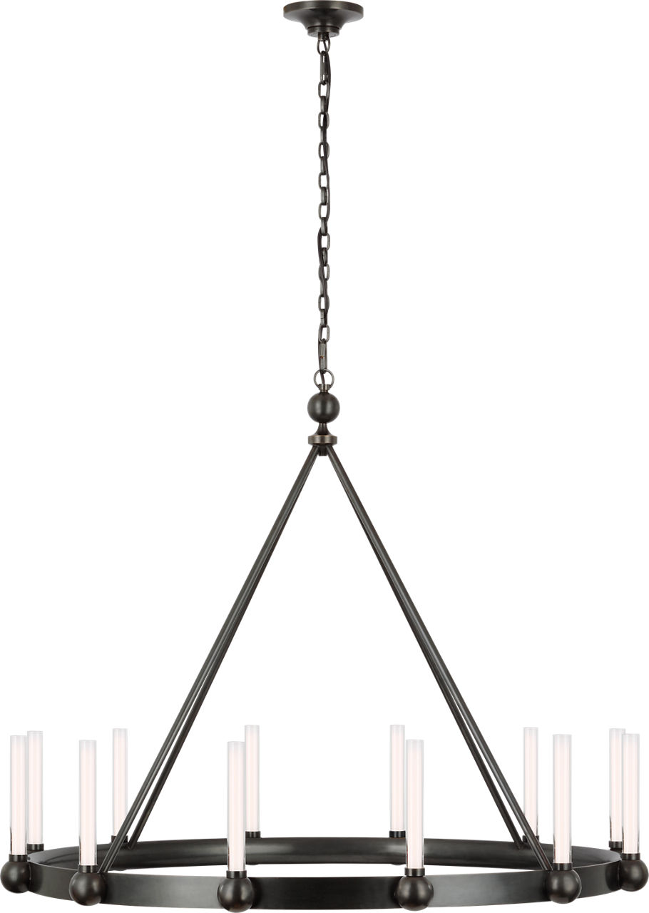 Jeffery XL Ring Chandelier in Bronze with White Glass
