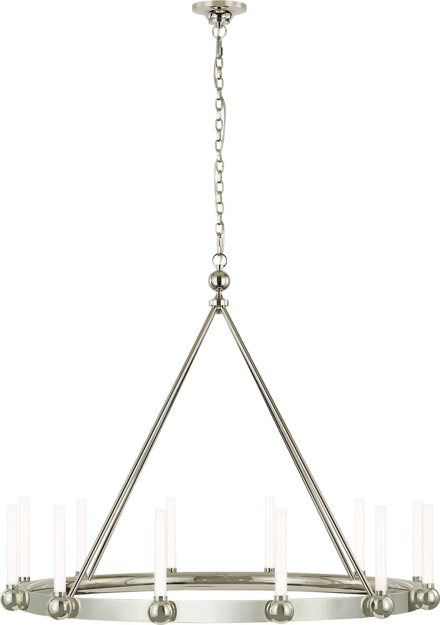 Jeffery XL Ring Chandelier in Polished Nickel with White Glass