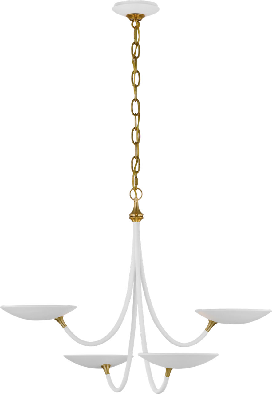 Keira Medium Chandelier in Matte White and Hand-Rubbed Antique Brass
