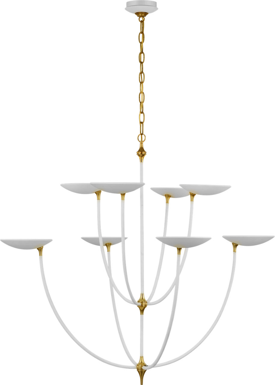 Keira XL Chandelier in Matte White and Hand-Rubbed Antique Brass
