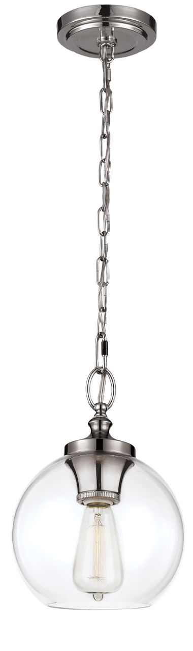 Tabby Clear Glass Mini Pendant Polished Nickel