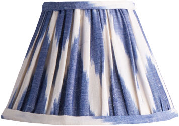 8" Empire Clip On Shade in Woven Blue Zig Zag Linen Ikat