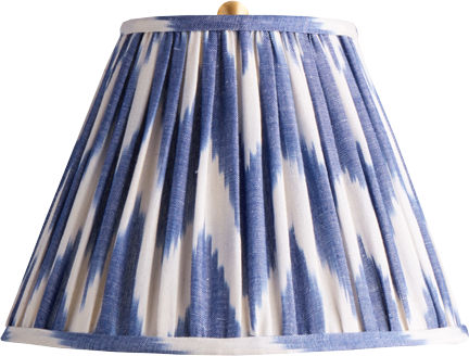 10" Empire Shade in Woven Blue Zig Zag Linen Ikat