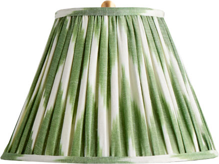 10" Empire Shade in Woven Green Zig Zag Linen Ikat