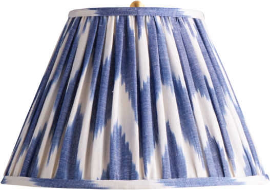 12" Empire Shade in Woven Blue Zig Zag Linen Ikat