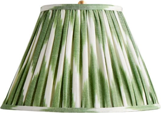 12" Empire Shade in Woven Green Zig Zag Linen Ikat