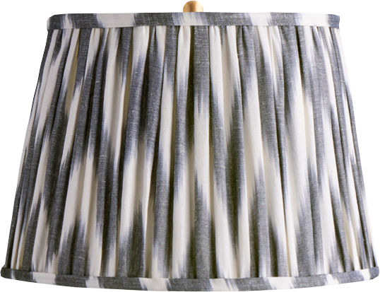 12" Straight Empire Shade in Woven Black Zig Zag Linen Ikat