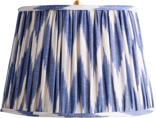 12" Straight Empire Shade in Woven Blue Zig Zag Linen Ikat