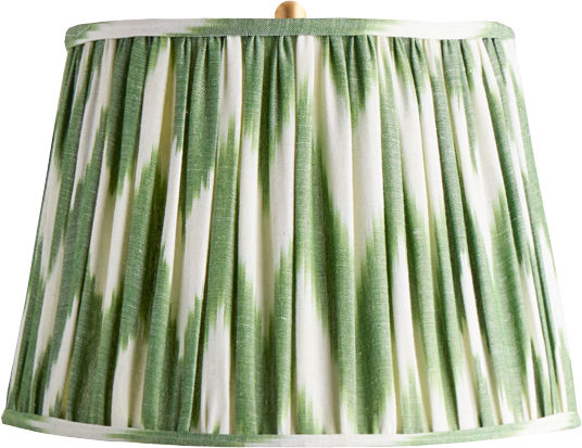 12" Straight Empire Shade in Woven Green Zig Zag Linen Ikat