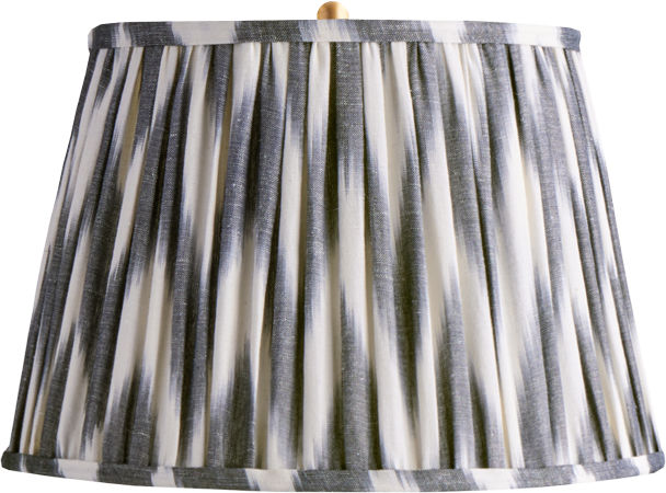 14" Straight Empire Shade in Woven Black Zig Zag Linen Ikat